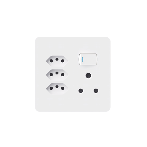 16A + 3 EURO SWITCHED SOCKET OUTLET 4X4 WITH WHITE COVER PLATE