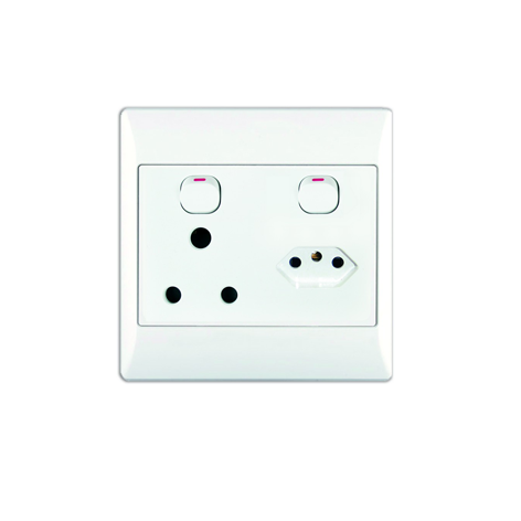 16A + 1 EURO SWITCHED SOCKET OUTLET 4X4 WITH WHITE COVER PLATE