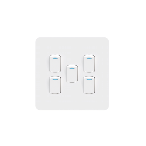 5 LEVER 1-WAY SWITCH 4X4 C/W WHITE COVER PLATE