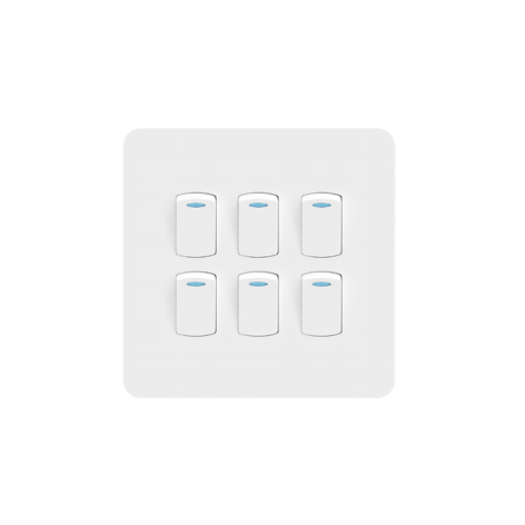 6 LEVER 1-WAY SWITCH 4X4 C/W WHITE COVER PLATE