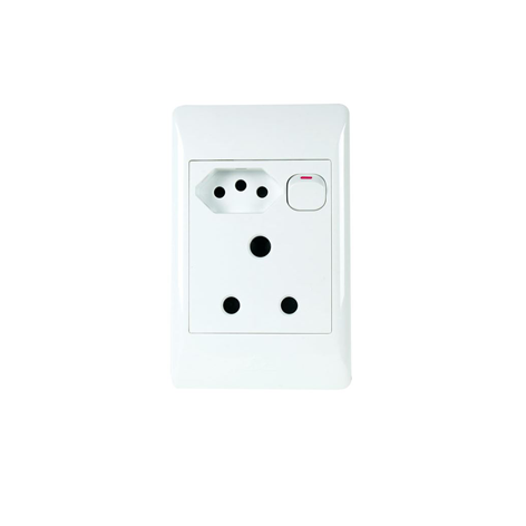 16A + 1 EURO SWITCHED SOCKET OUTLET 2X4 WITH WHITE COVER PLATE