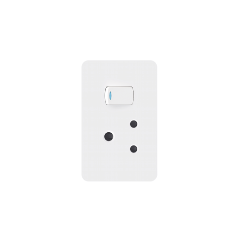 16A SWITCHED SOCKET OUTLET 2X4 WITH WHITE COVER PLATE