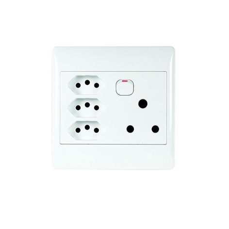 16A + 3 EURO SWITCHED SOCKET OUTLET 4X4 WITH WHITE COVER PLATE