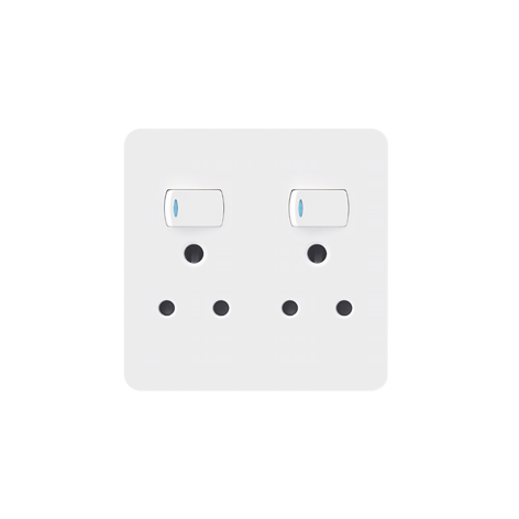 2X16A SWITCHED SOCKET OUTLET 4X4 WITH WHITE COVER PLATE