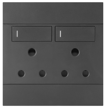 Horizon Modern double Socket 16A Black